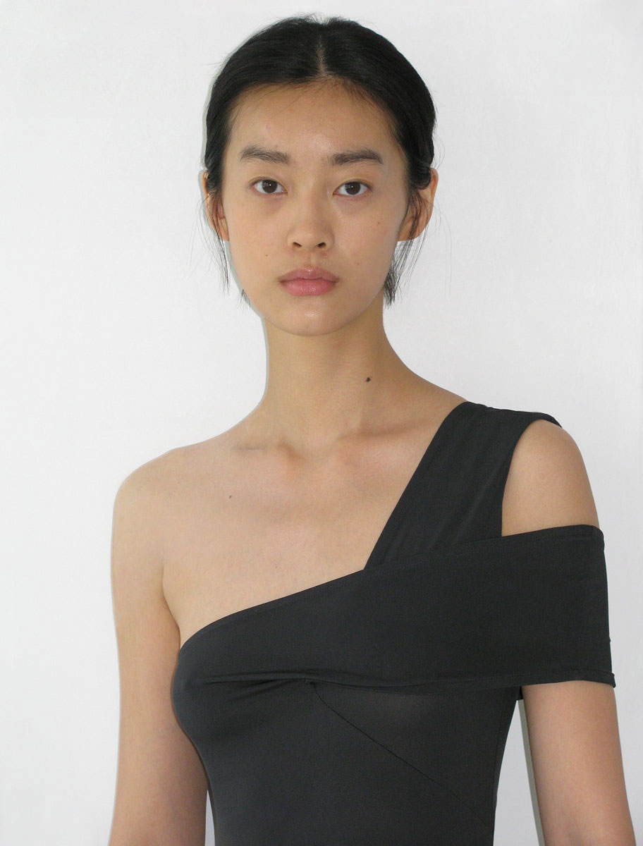Long howa sheer asymmetric long dress crossed straps