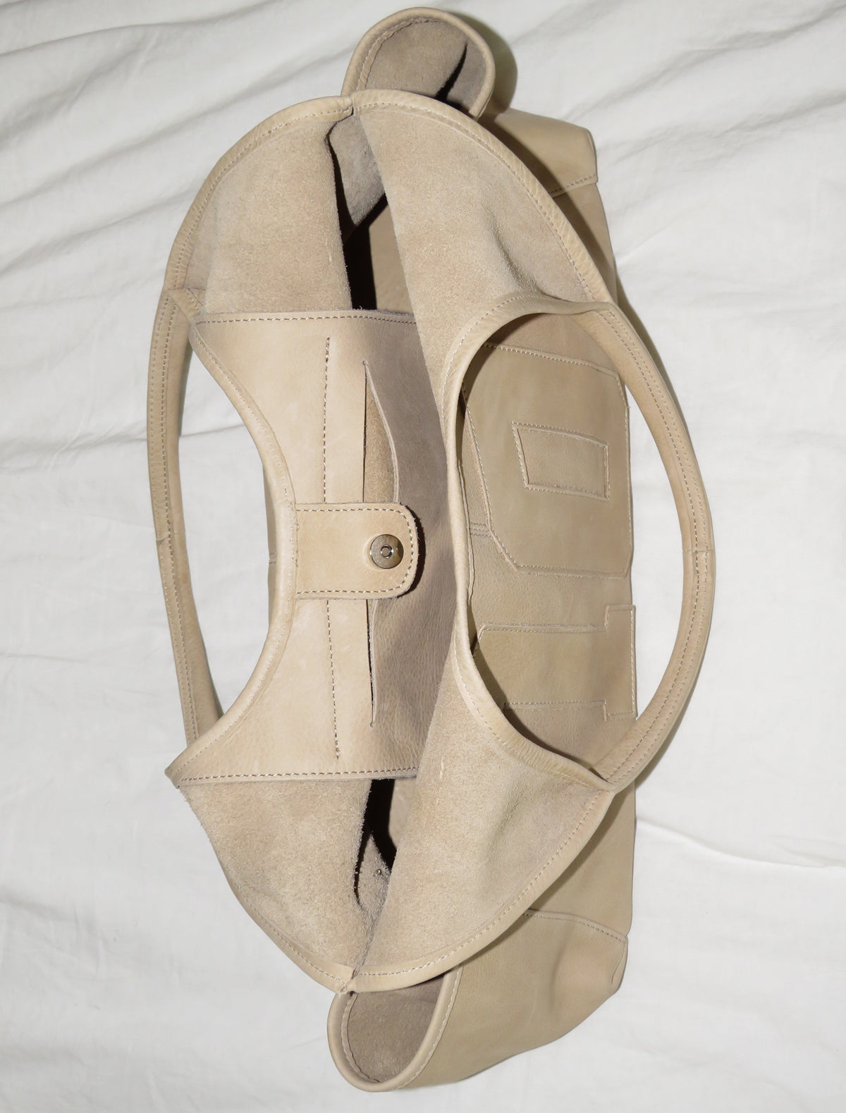 10years shoulder bag leather patch beige