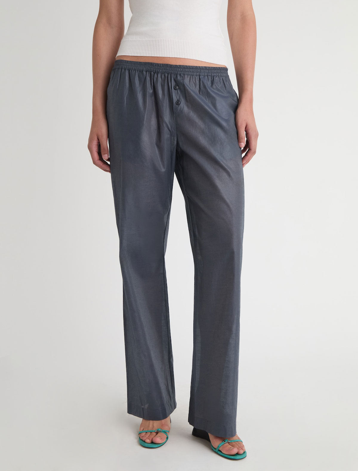 LIMONE-Wide-leg pants with an elastic waistband and a small