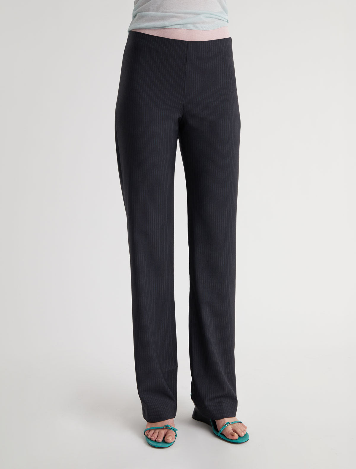 MALEK-Striped suit pants featuring a black tape detail at the back