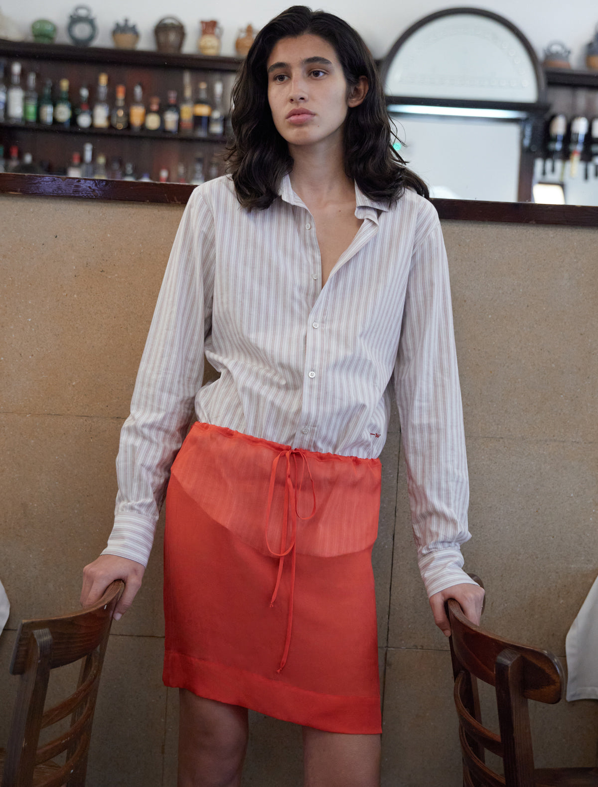 Milevo delicate sheer skirt red