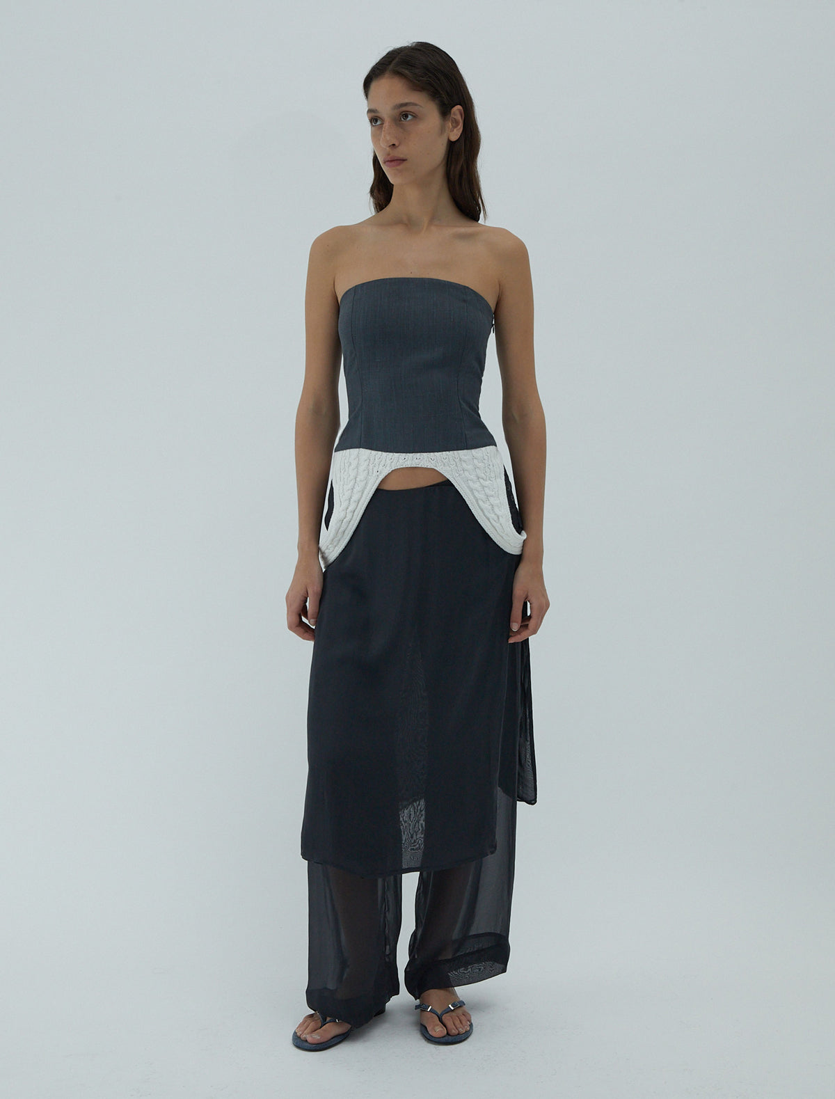 Reverse monet fitted bandeau top suit knit fabric