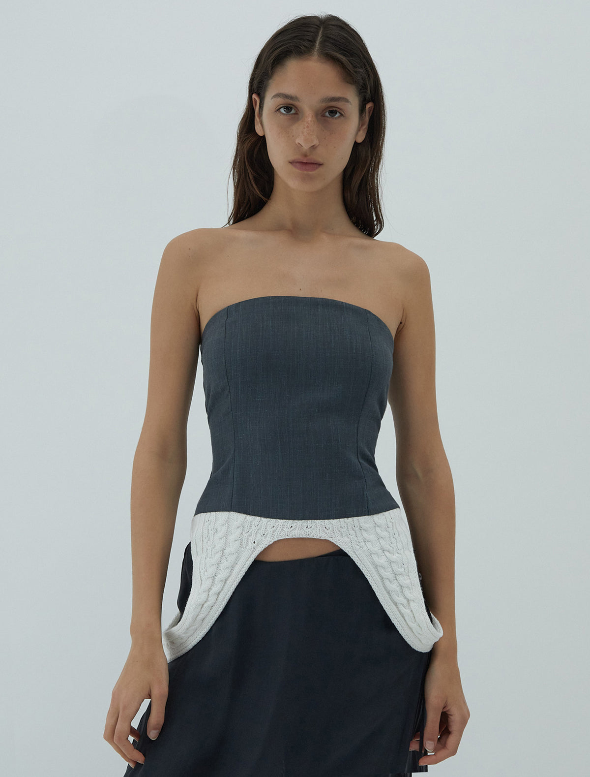 Reverse monet fitted bandeau top suit knit fabric