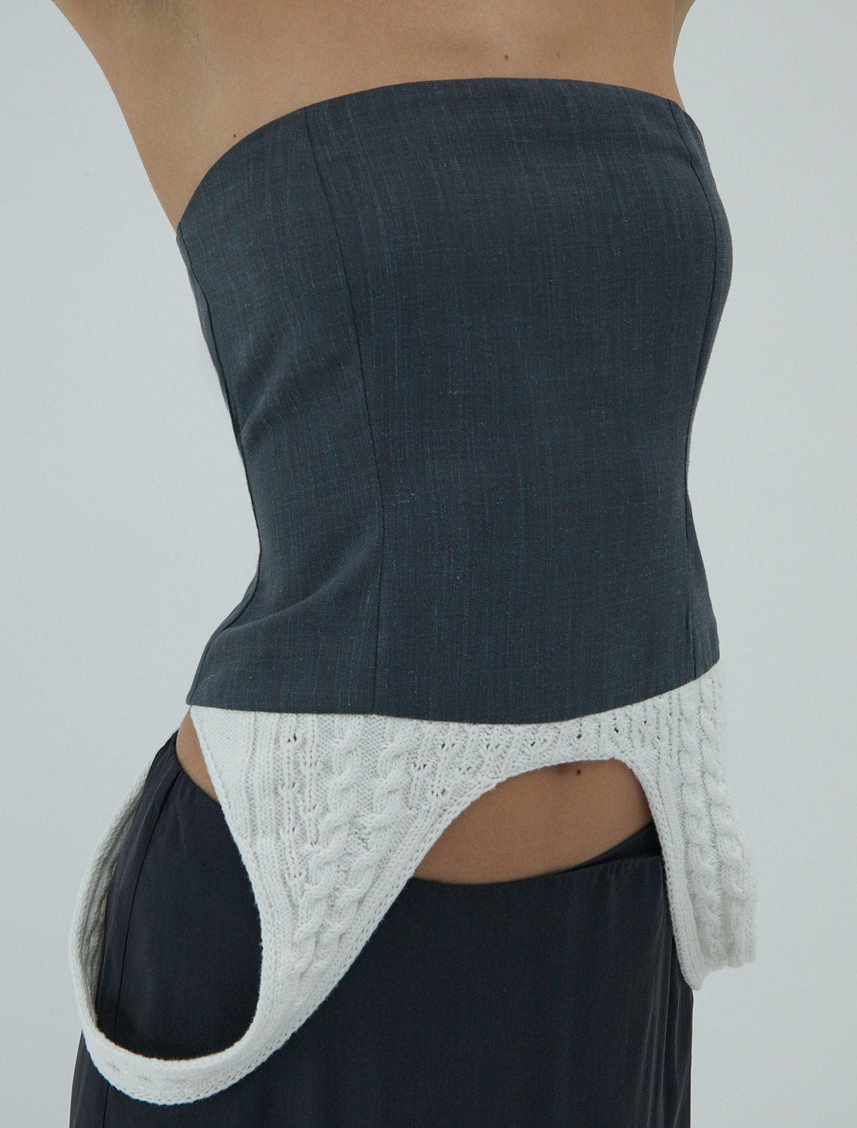 Reverse monet fitted bandeau top suit knit fabric
