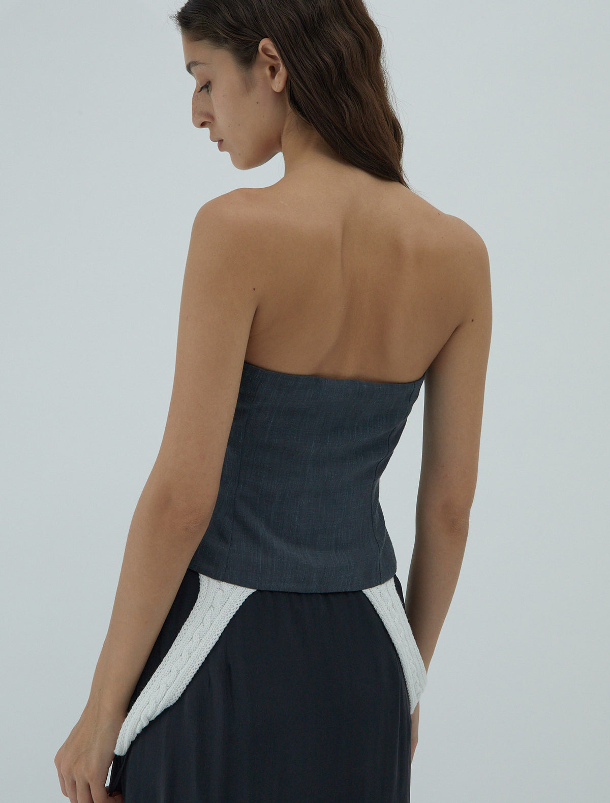 Reverse monet fitted bandeau top suit knit fabric