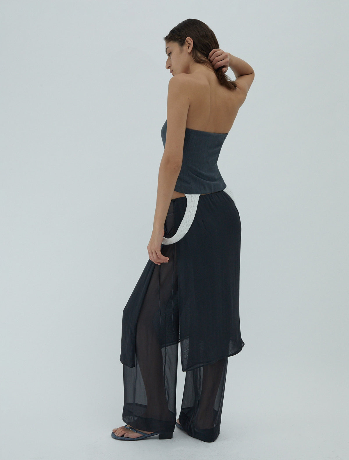 Reverse monet fitted bandeau top suit knit fabric