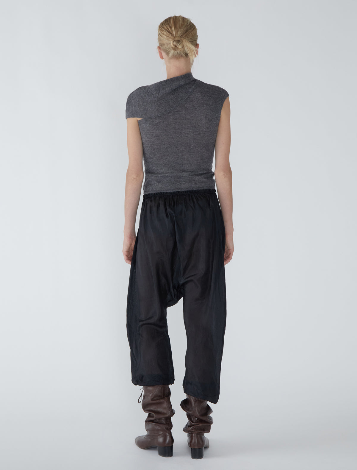 Aurum short sleeved asymmetrical top draped neckline
