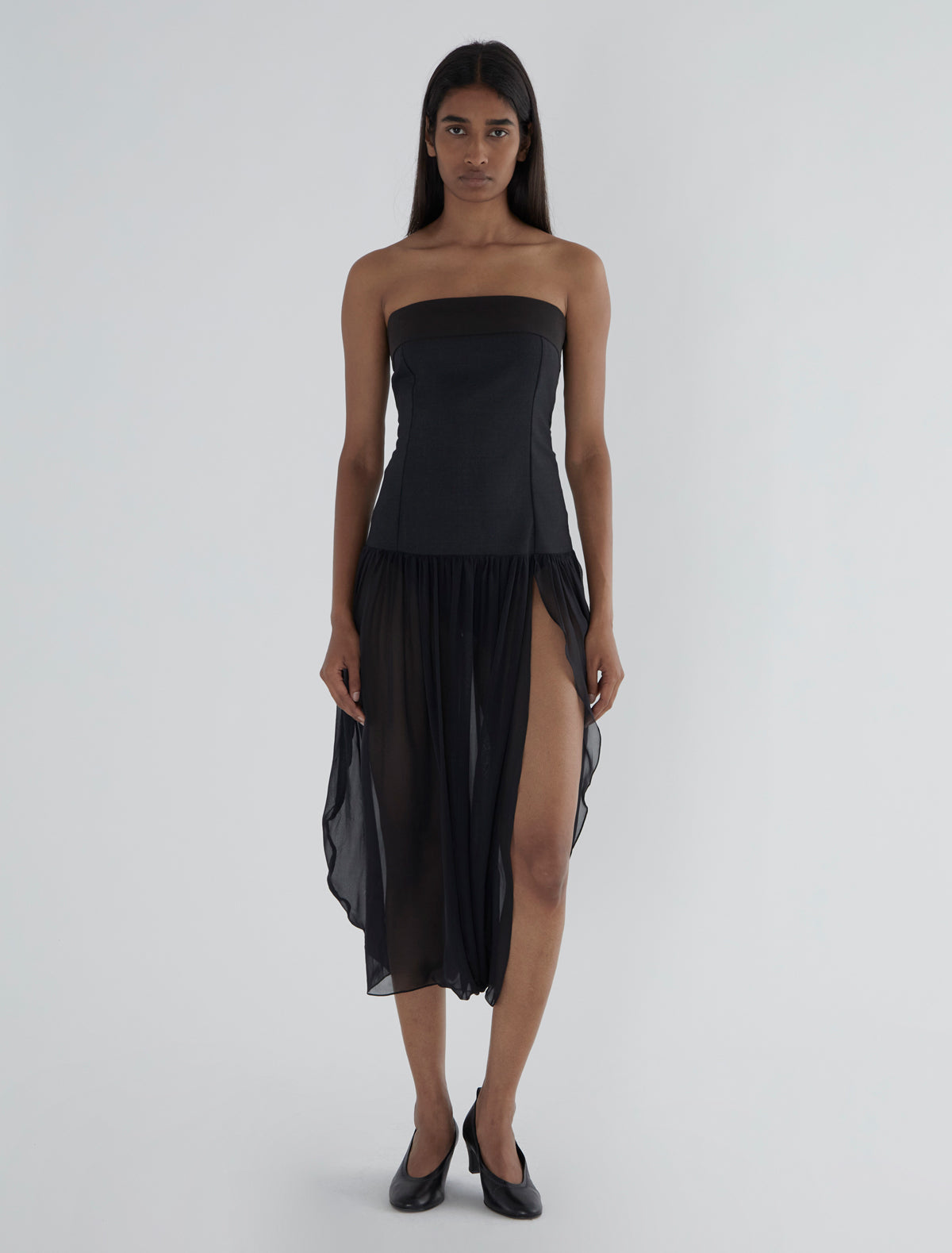 MILA DRESS-Dress with a tailored fabric body and silk skirt – paloma wool