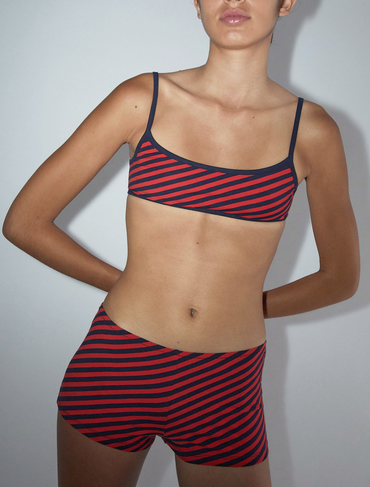 Chee striped bralette style top red