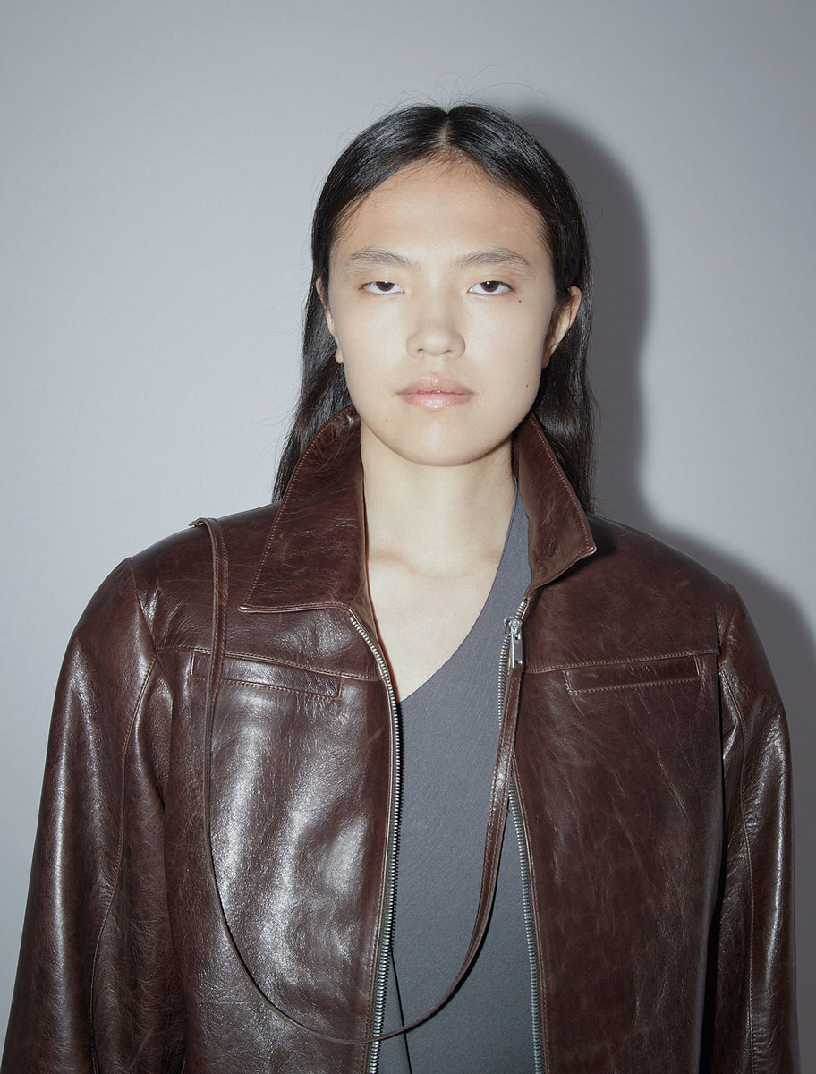 Davi & Dani Faux Leather Button Up Jacket with Chest Pockets