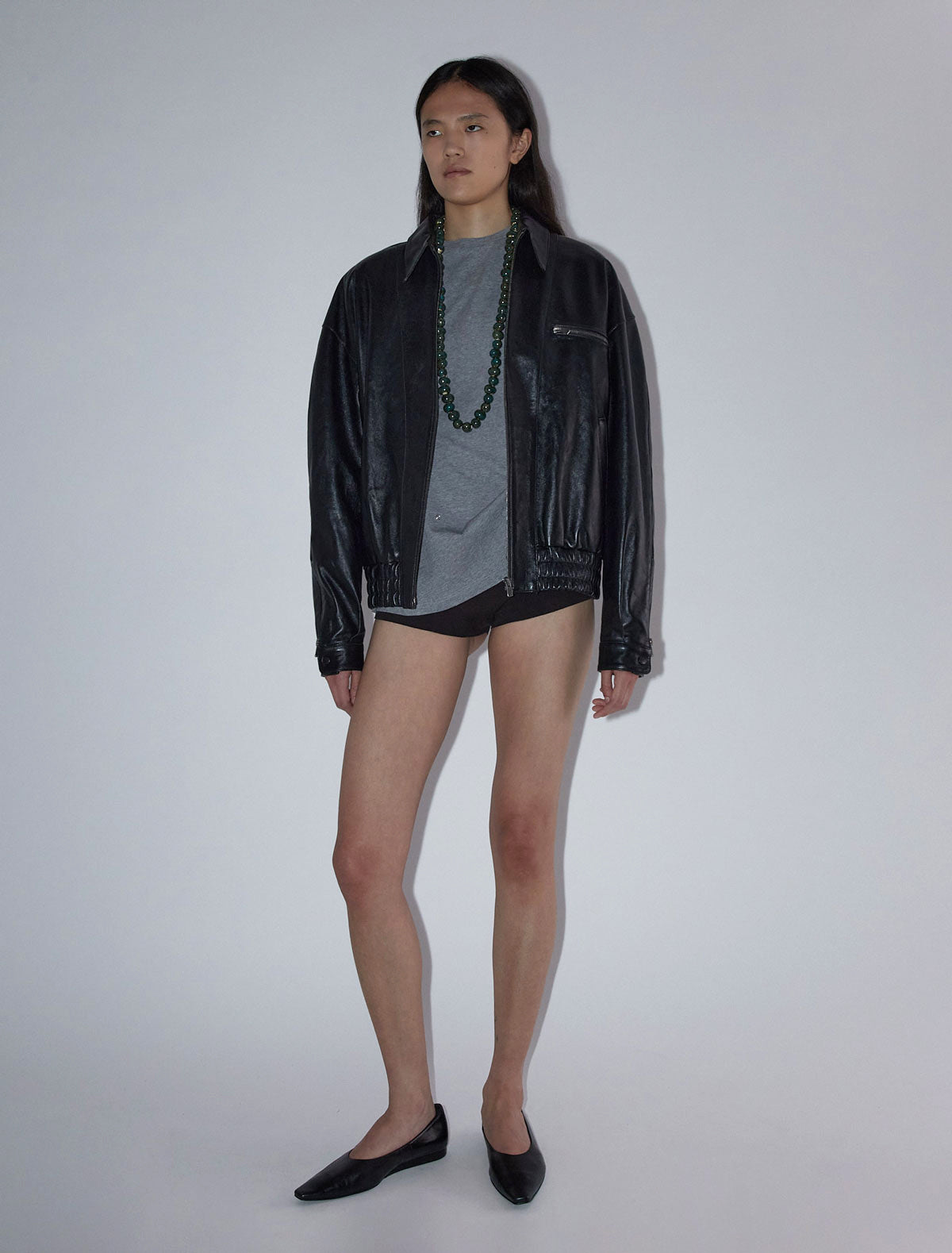 Lora oversized soft leather bomber