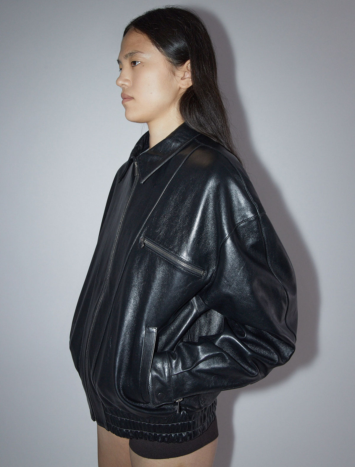 Lora oversized soft leather bomber