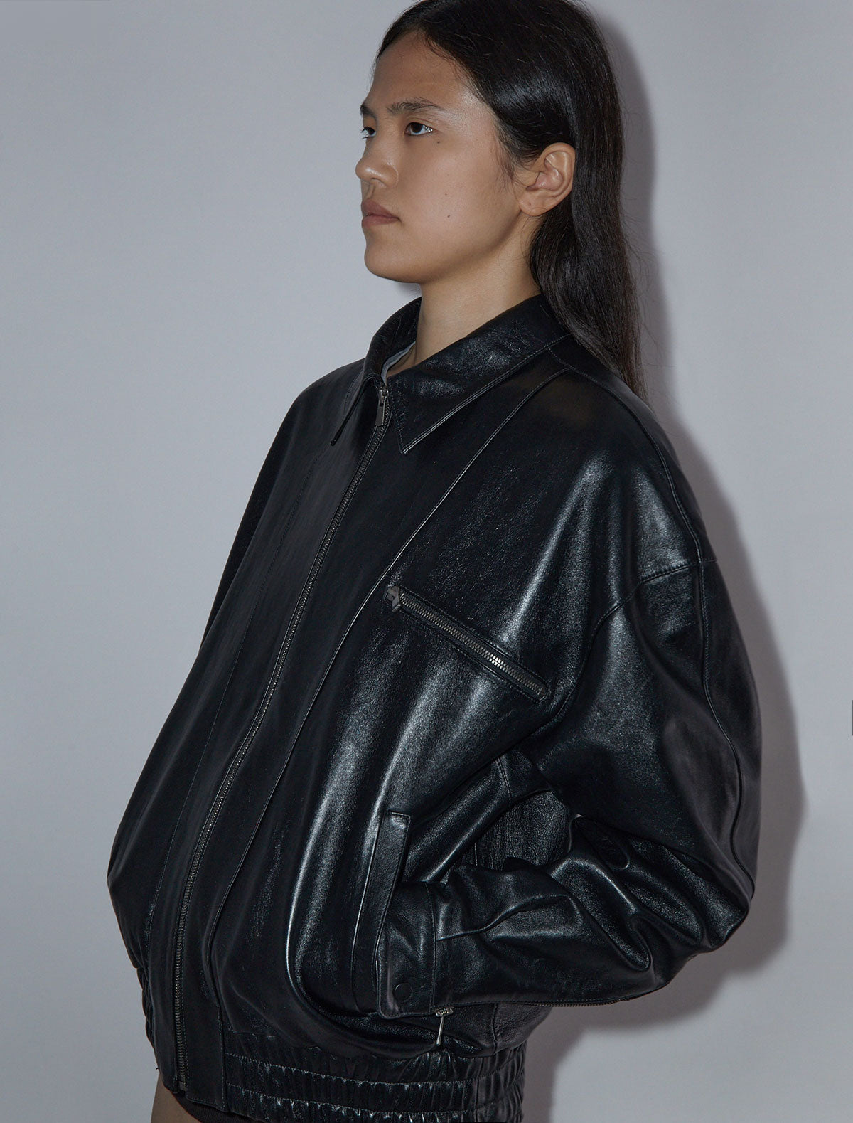 Lora oversized soft leather bomber