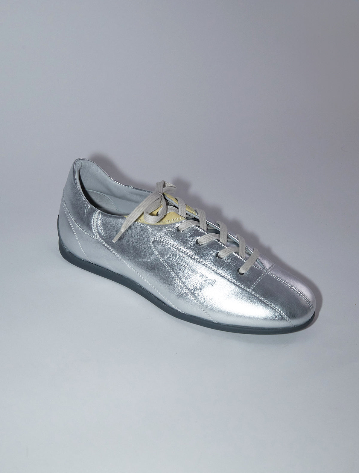 Miles laceup men leather sneakers rubber sole silver