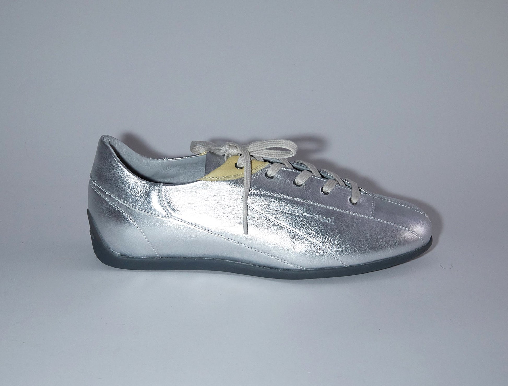 Miles laceup men leather sneakers rubber sole silver