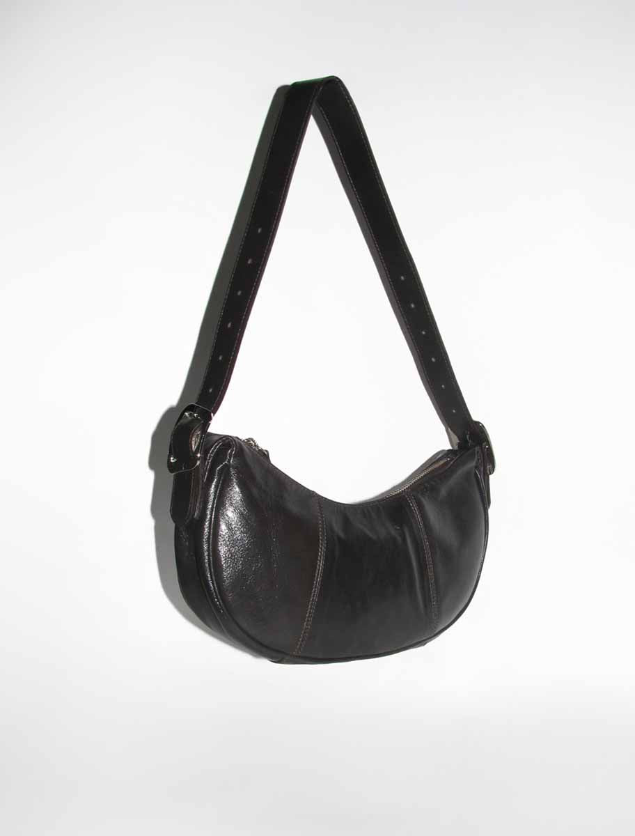 Bean leather bag palomawool logo darkbrown