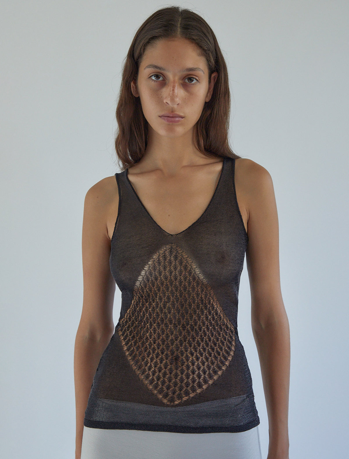 Lupita fitted knitted top diamond shaped detail