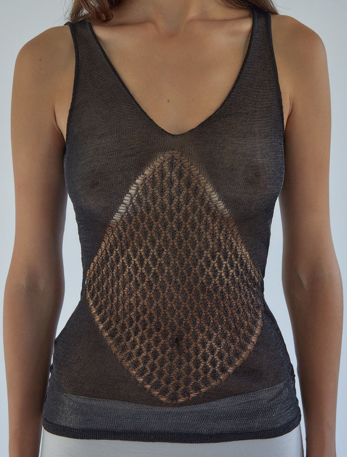 Lupita fitted knitted top diamond shaped detail