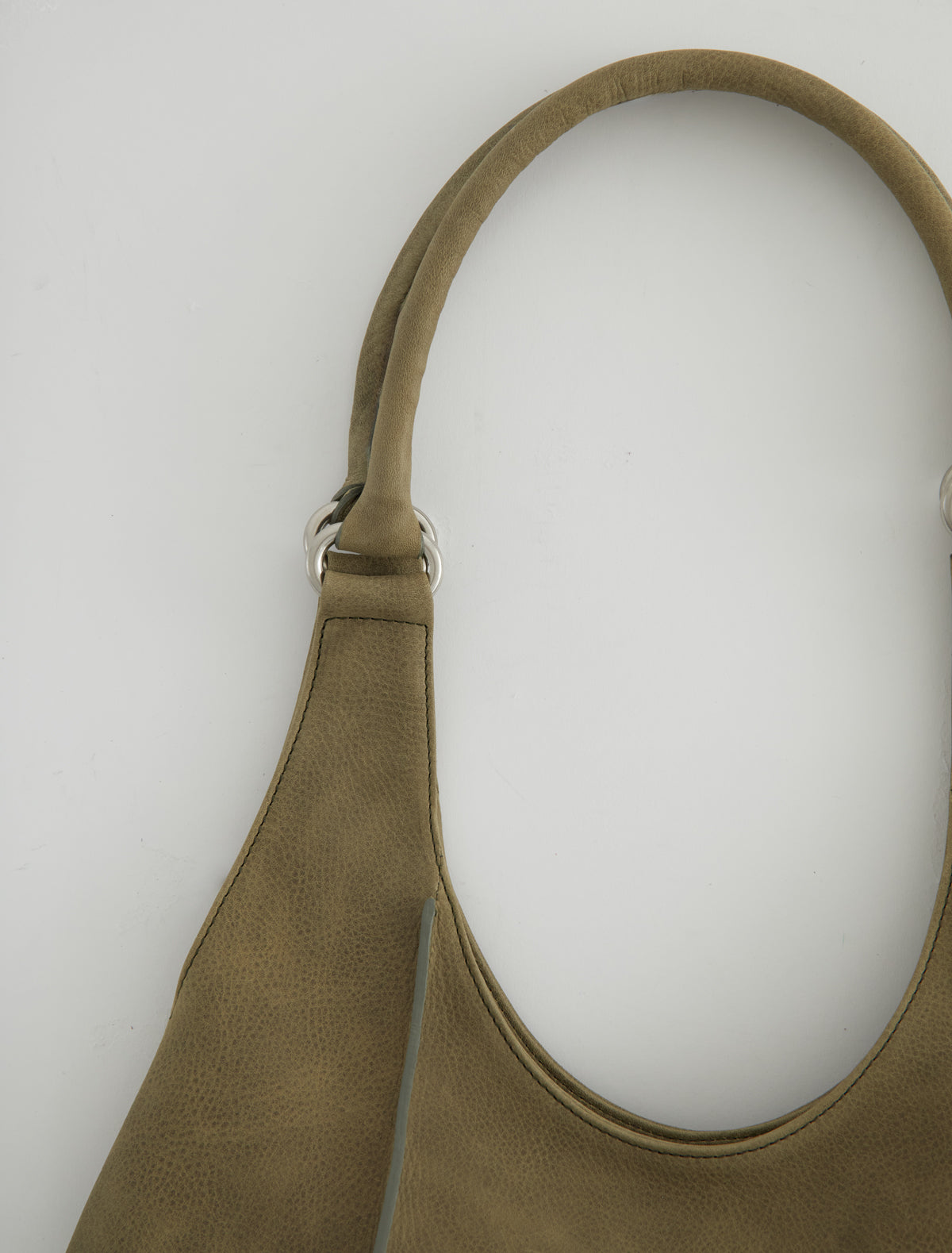 Big morgan rounded sack style shoulder bag magnet closure khaki