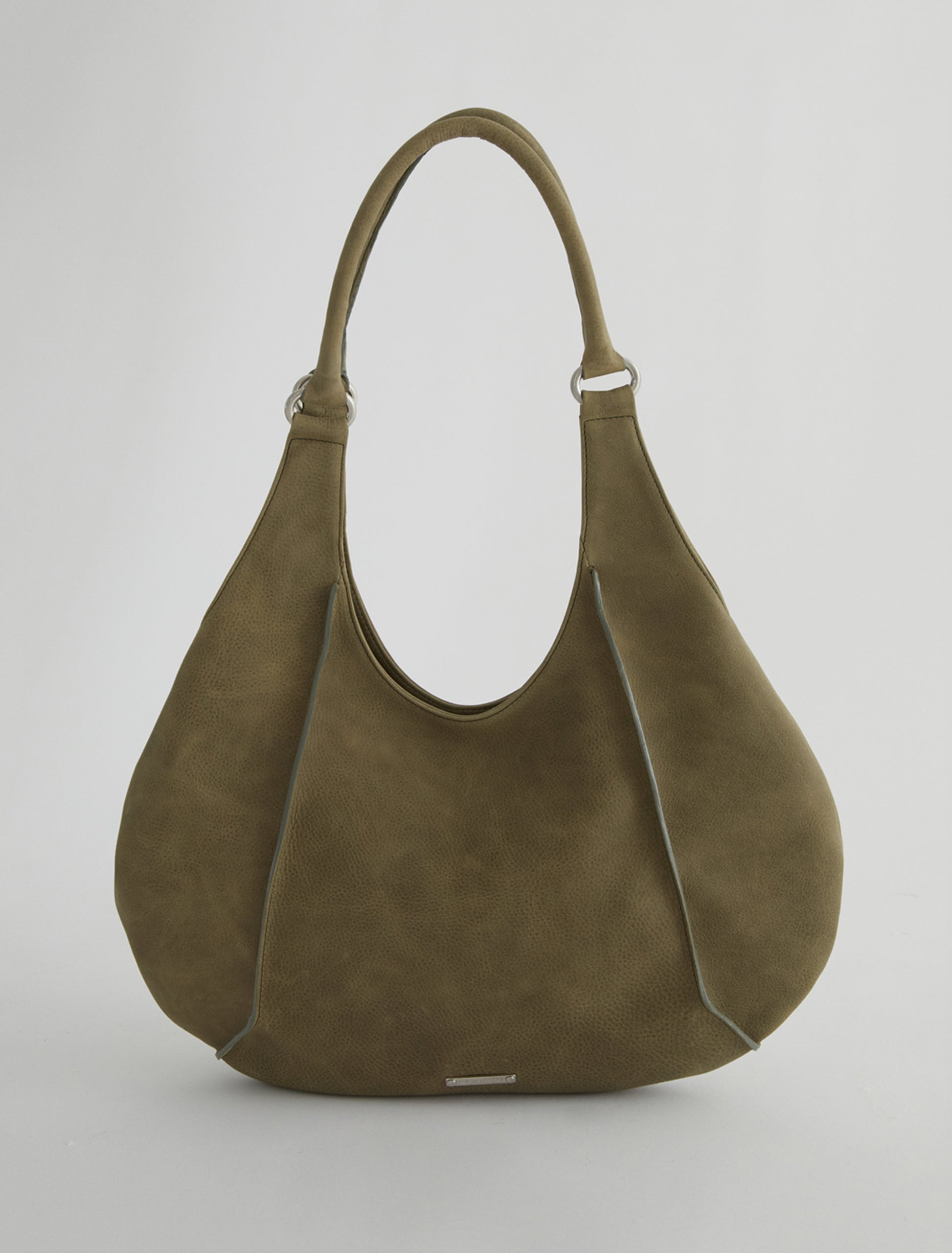 Big morgan rounded sack style shoulder bag magnet closure khaki