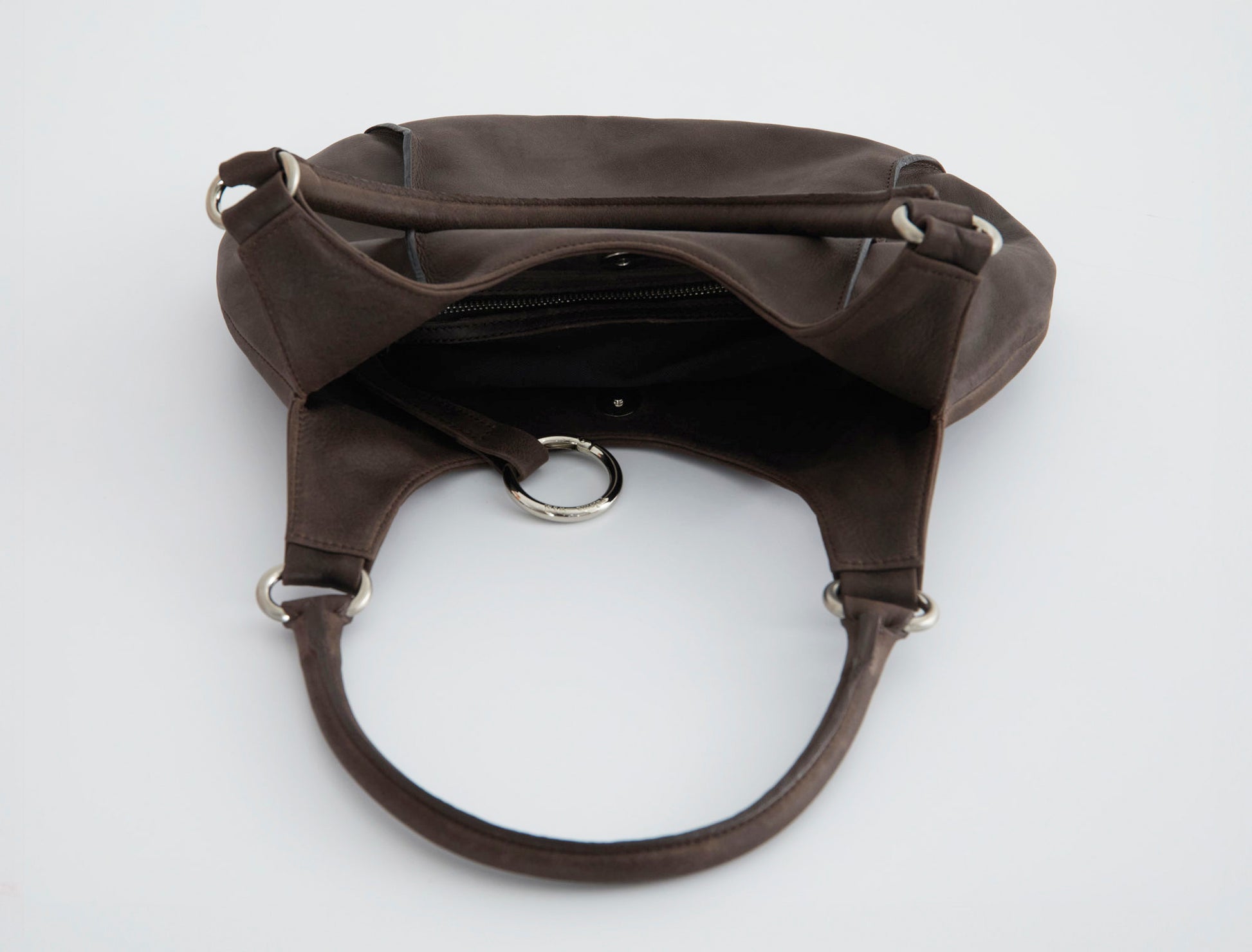 Morgan rounded sack style shoulder bag brown