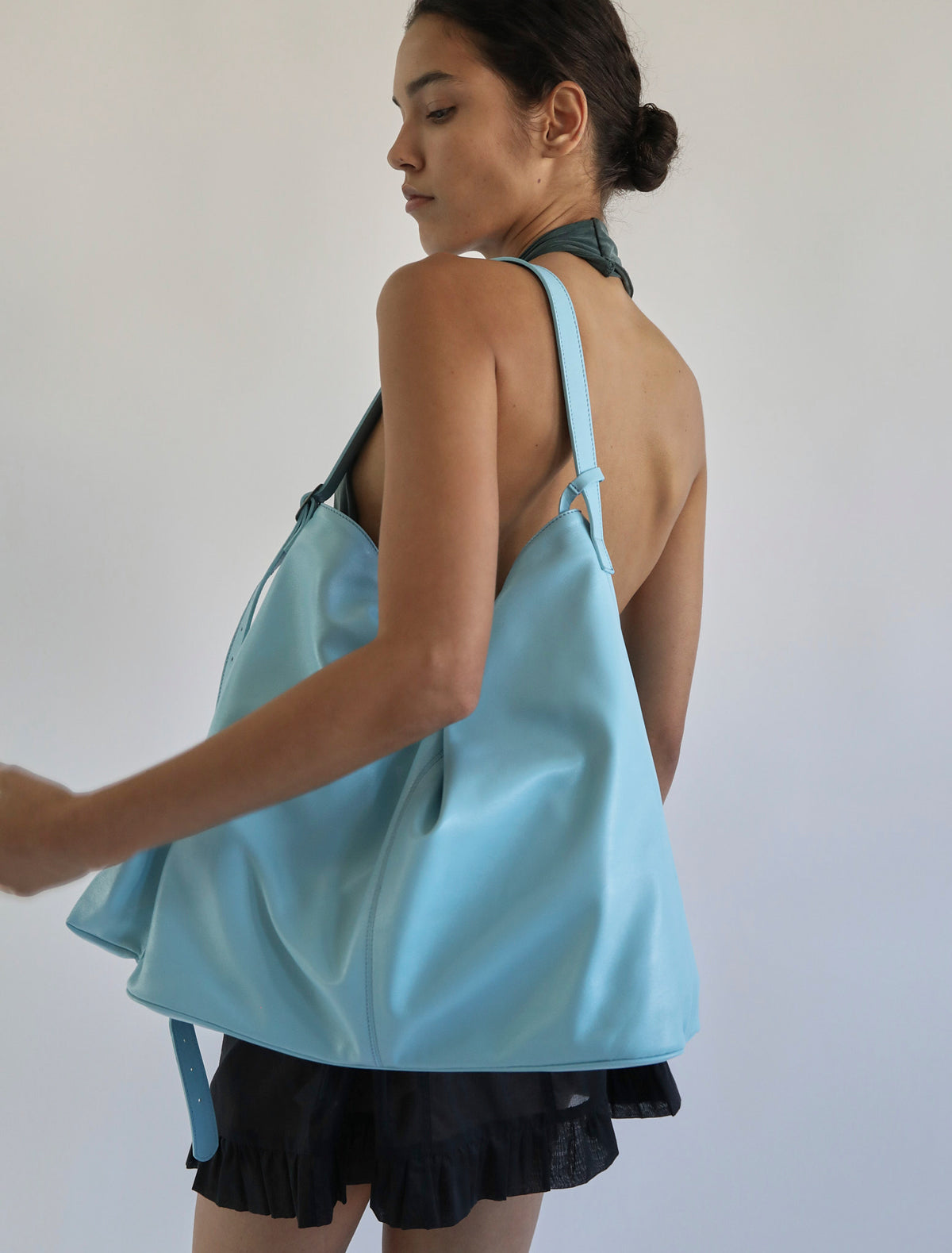 Campnou xxl leather bag pocket laptop turquoise
