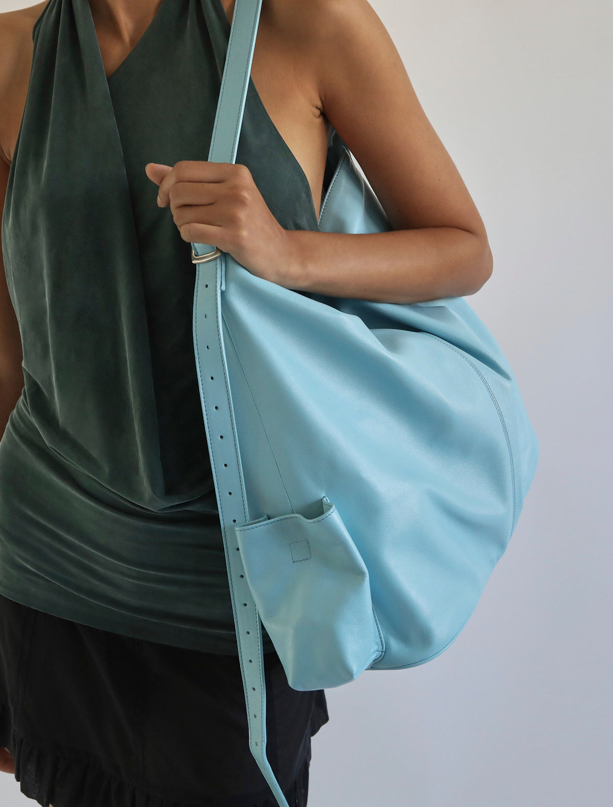 Campnou xxl leather bag pocket laptop turquoise