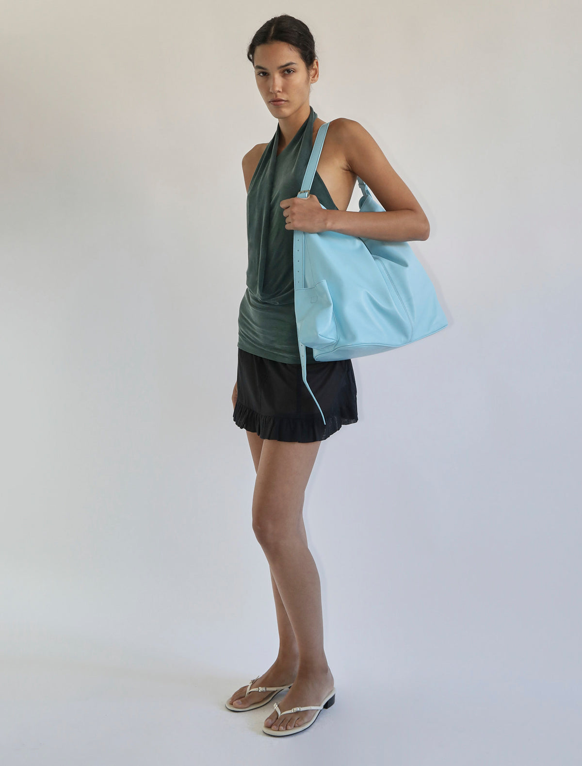Campnou xxl leather bag pocket laptop turquoise