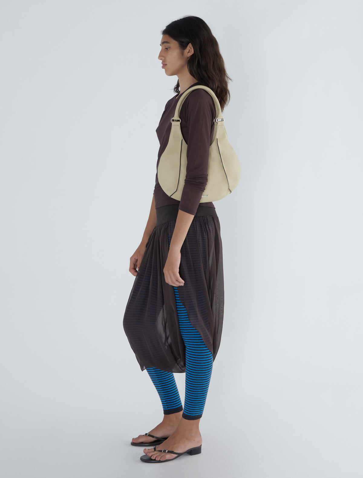 Morgan rounded sack style shoulder bag beige