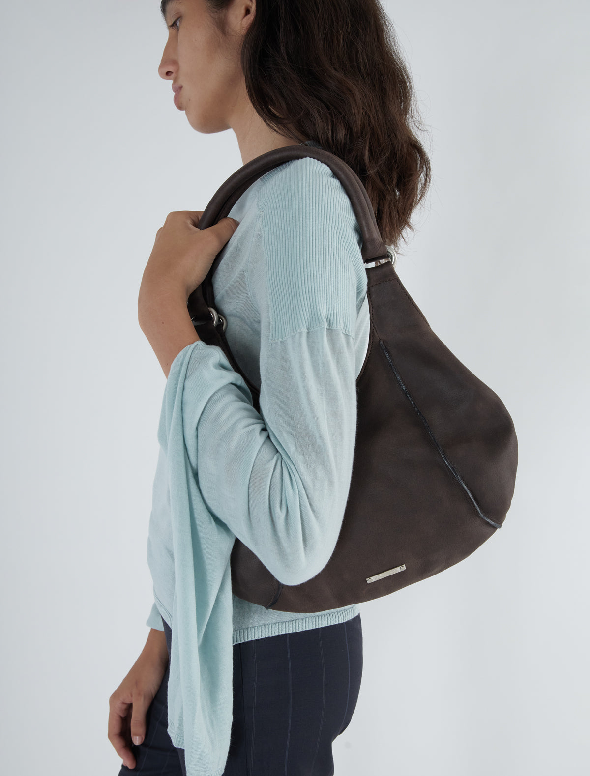 Morgan rounded sack style shoulder bag brown