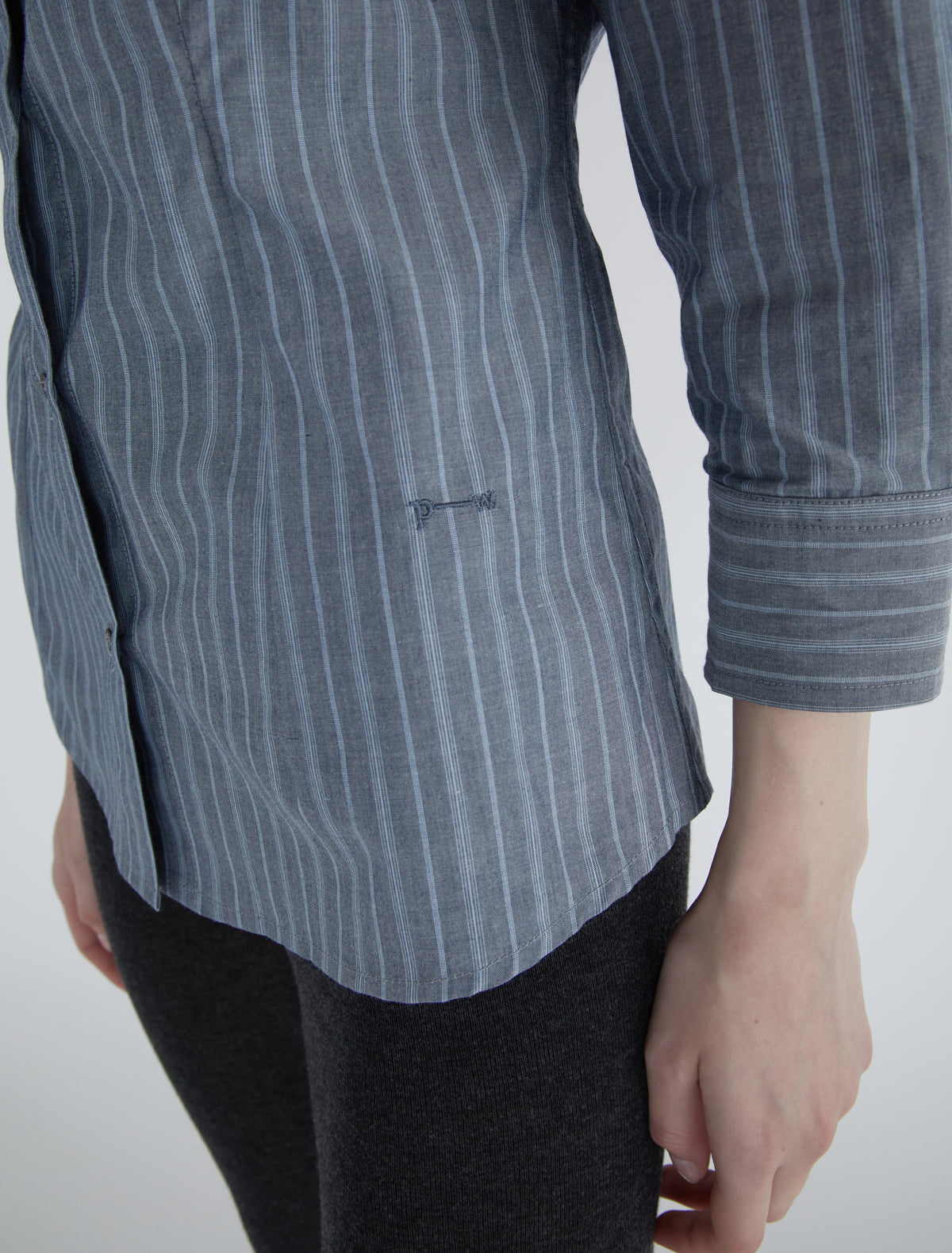 Bruna elbow length striped shirt navy
