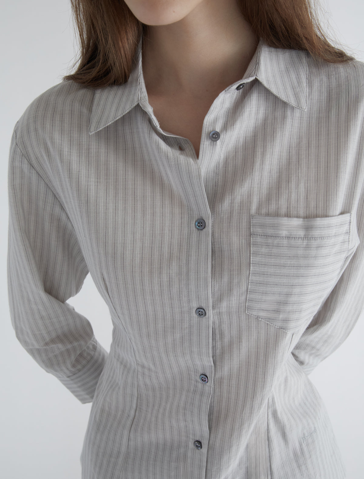 Bruna elbow length striped shirt