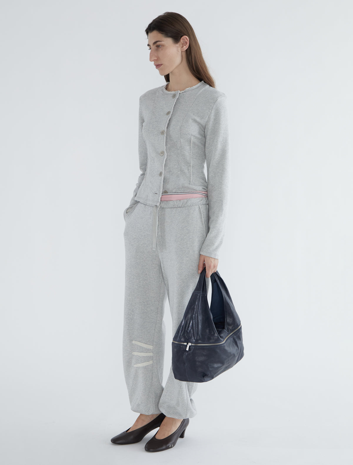 Cooper long sweatpants cuffs hem lightgrey