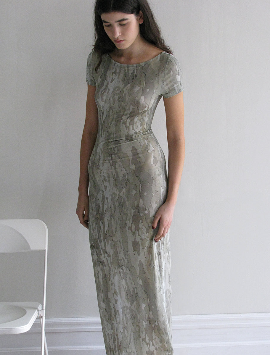Ciutadella transparent long dress arbol print