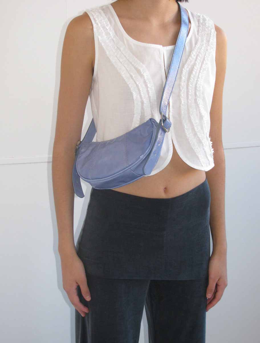 Mini bean leather embossed logo bag lavender
