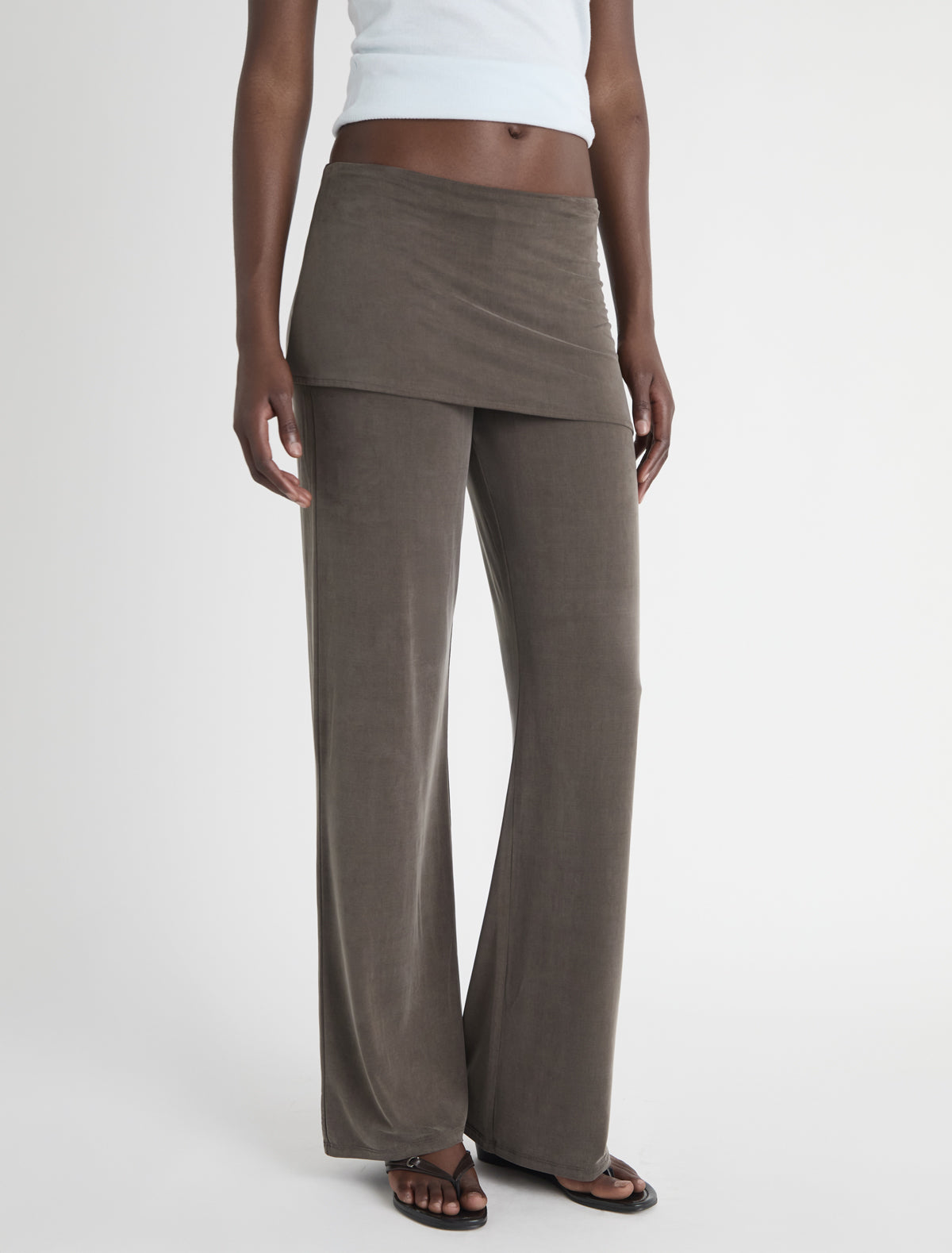 ALEXIA- Brown stitched cupro pants and mini-skirt piece – paloma wool