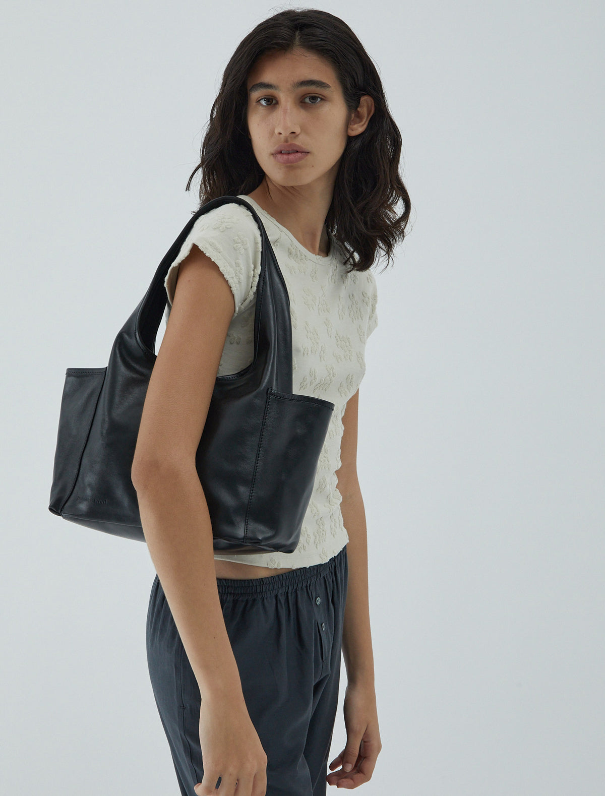 Sakura soft unlined bag two pockets black