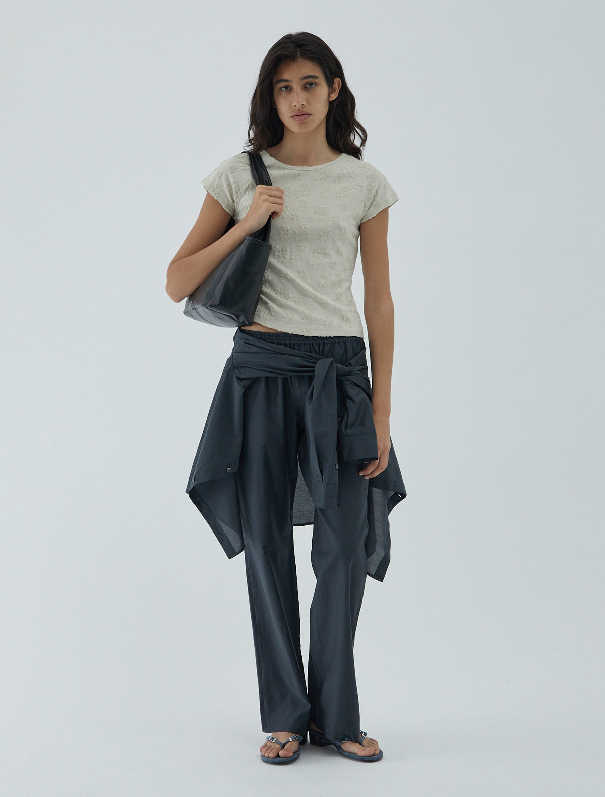 Sakura soft unlined bag two pockets black