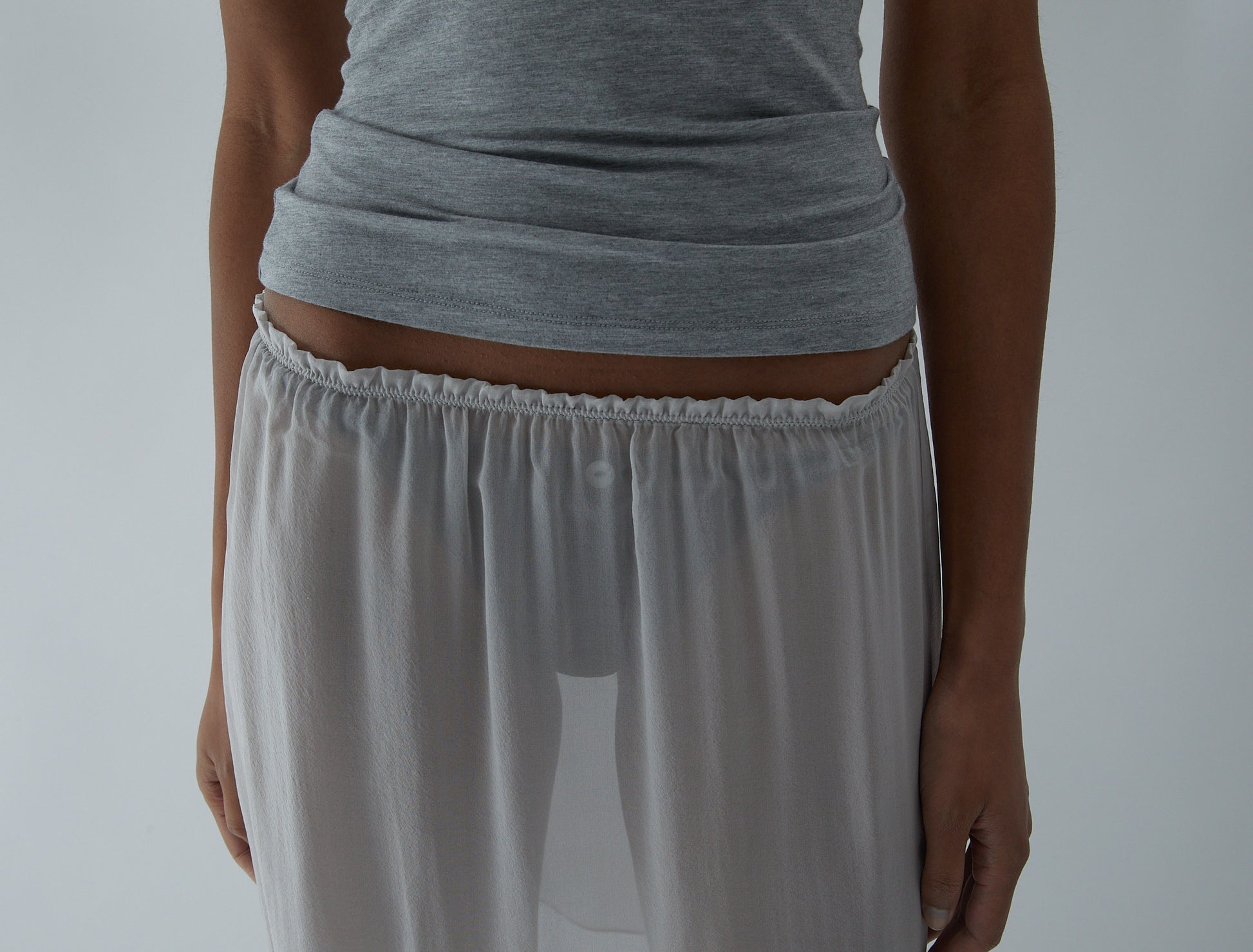 Silk simonetta flowy silk skirt hem opening pants grey