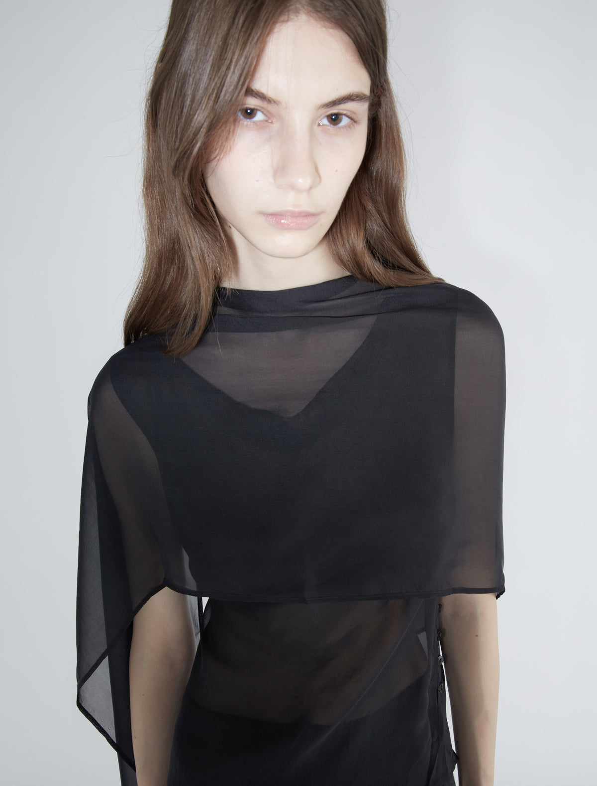 Galadrien sleeveless silk top wide tie black