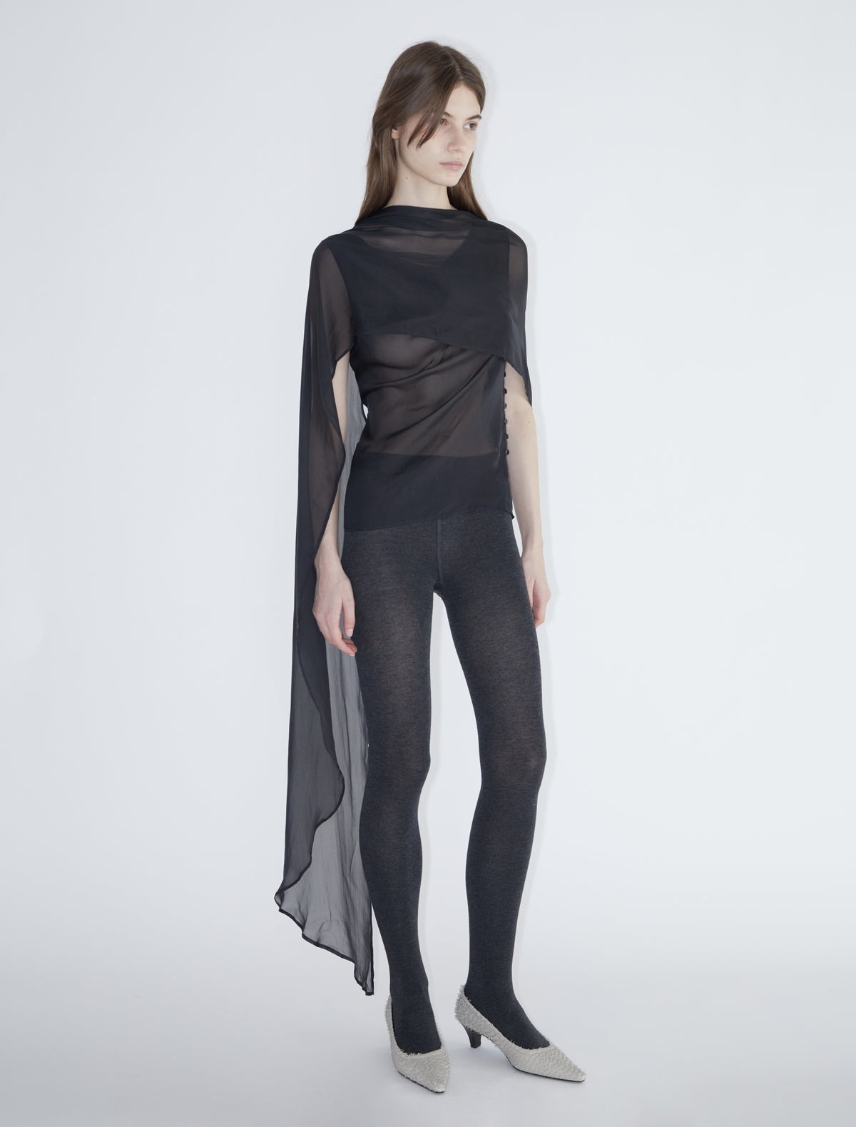 Galadrien sleeveless silk top wide tie black