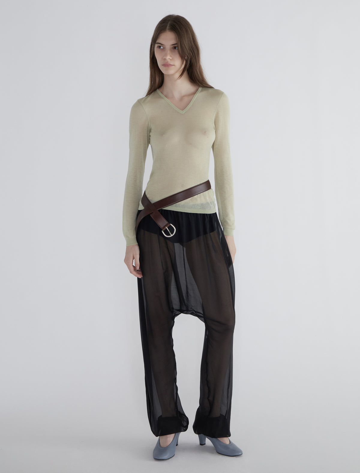 Losa long sleeve sheer sweater pastelyellow
