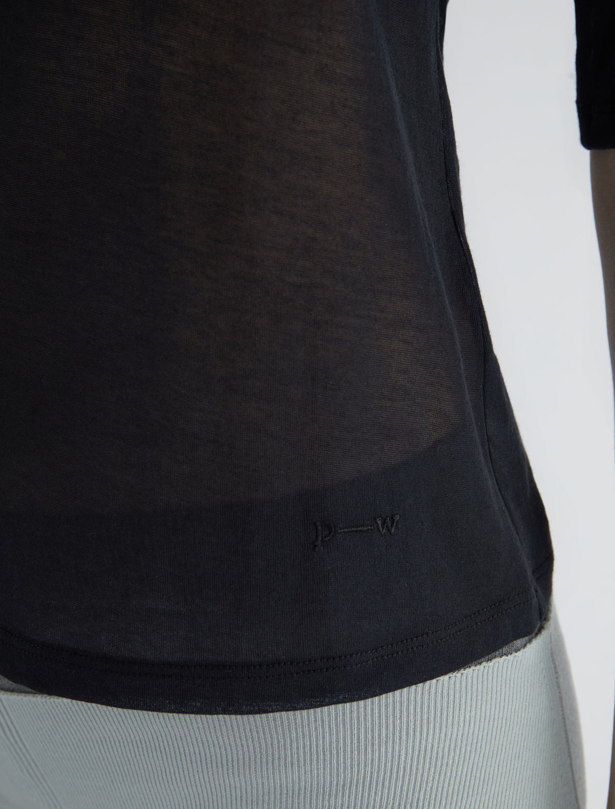 Pia elbow length top sheer fabric black