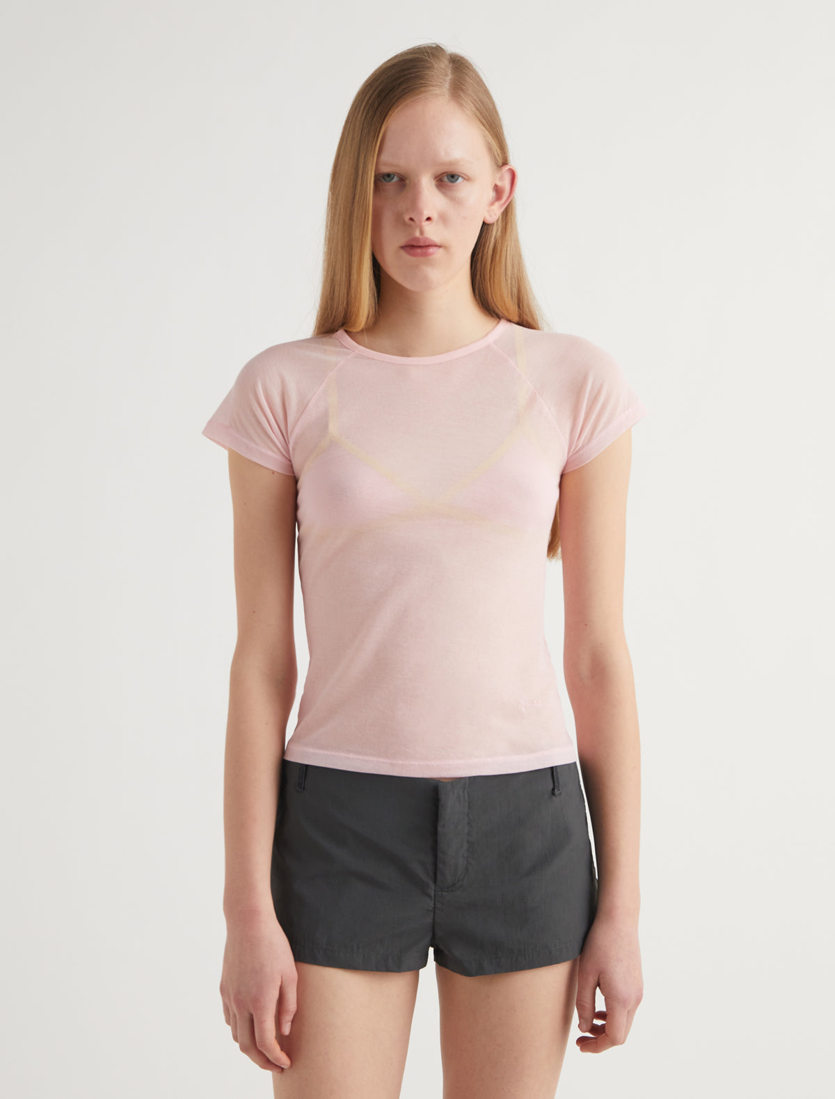 OMU-Soft pink delicate, slightly sheer top with PW embroidery