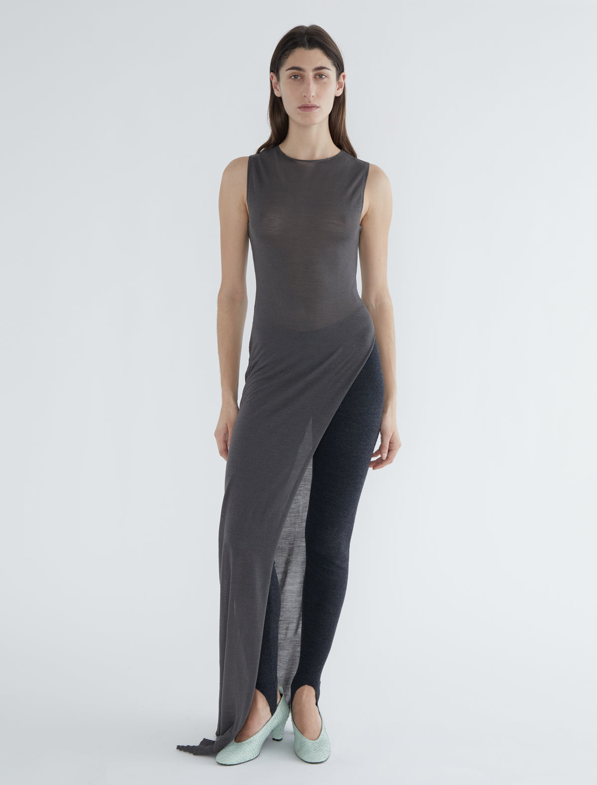 Willy multiposition sleeveless wool top grey