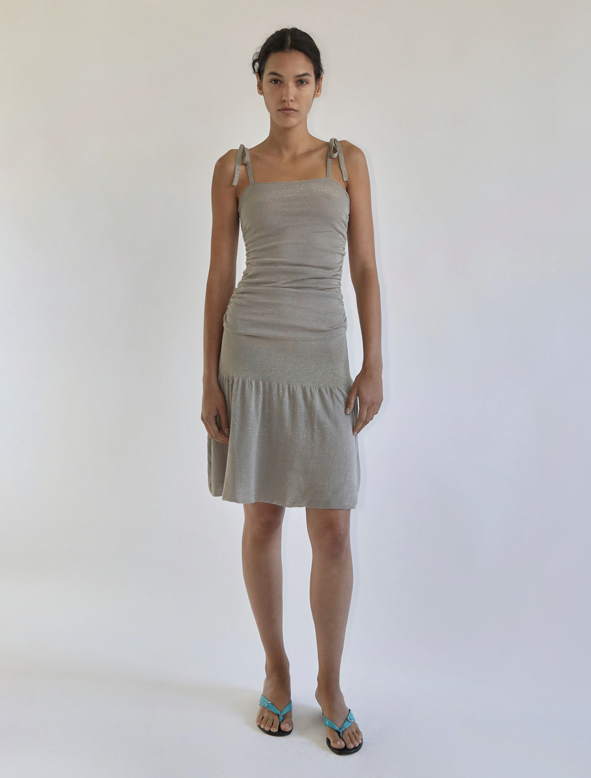 Jeny fitted bandea dress adjustable straps grey