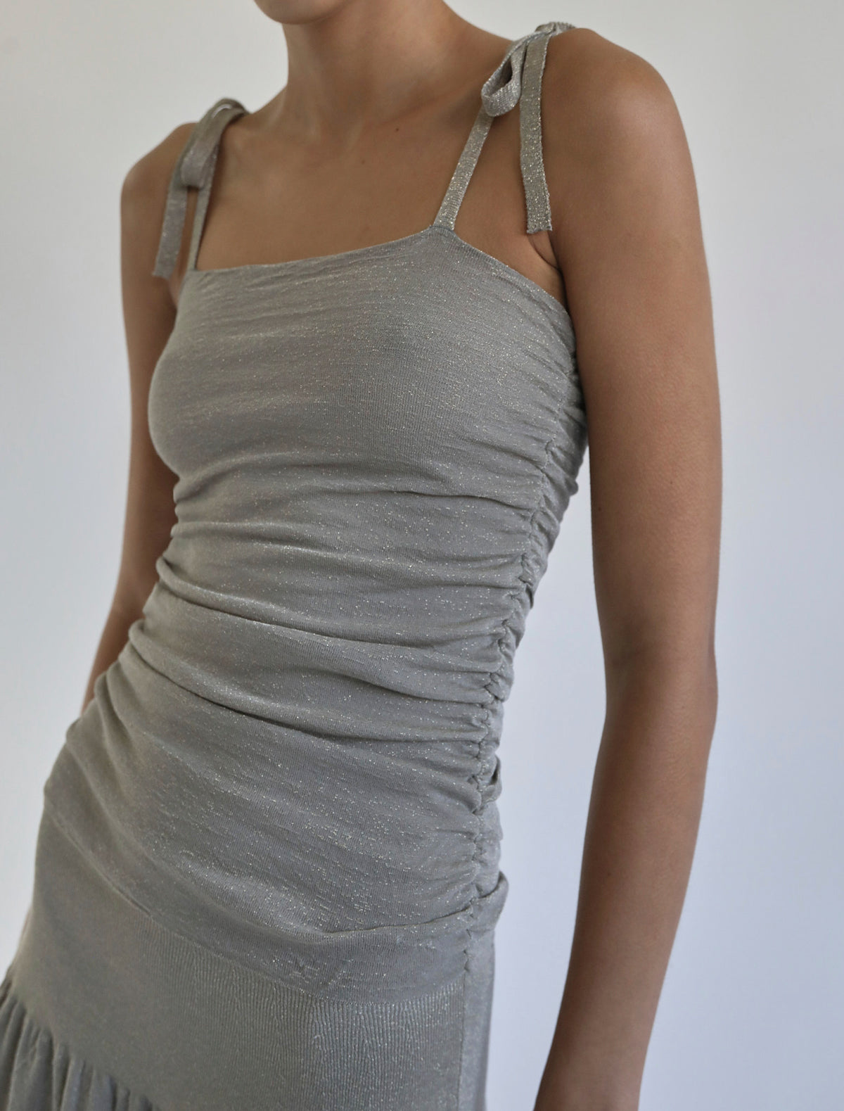 Jeny fitted bandea dress adjustable straps grey