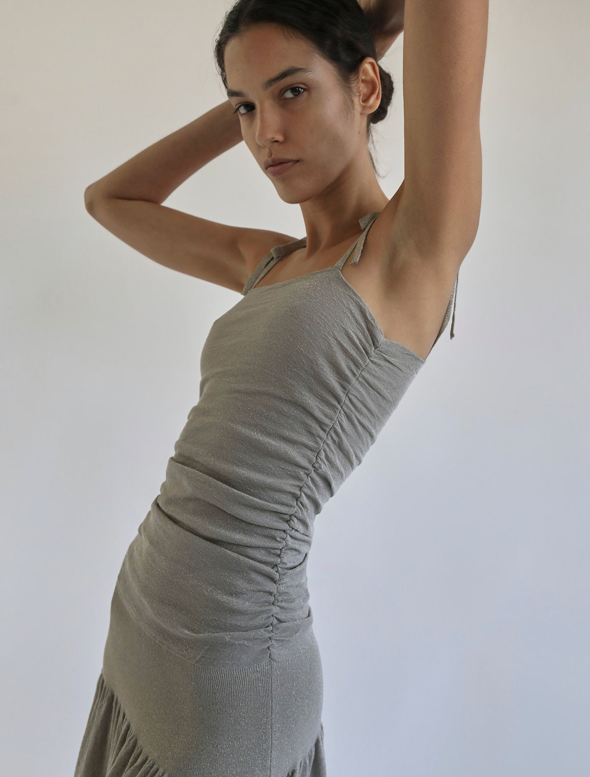 Jeny fitted bandea dress adjustable straps grey