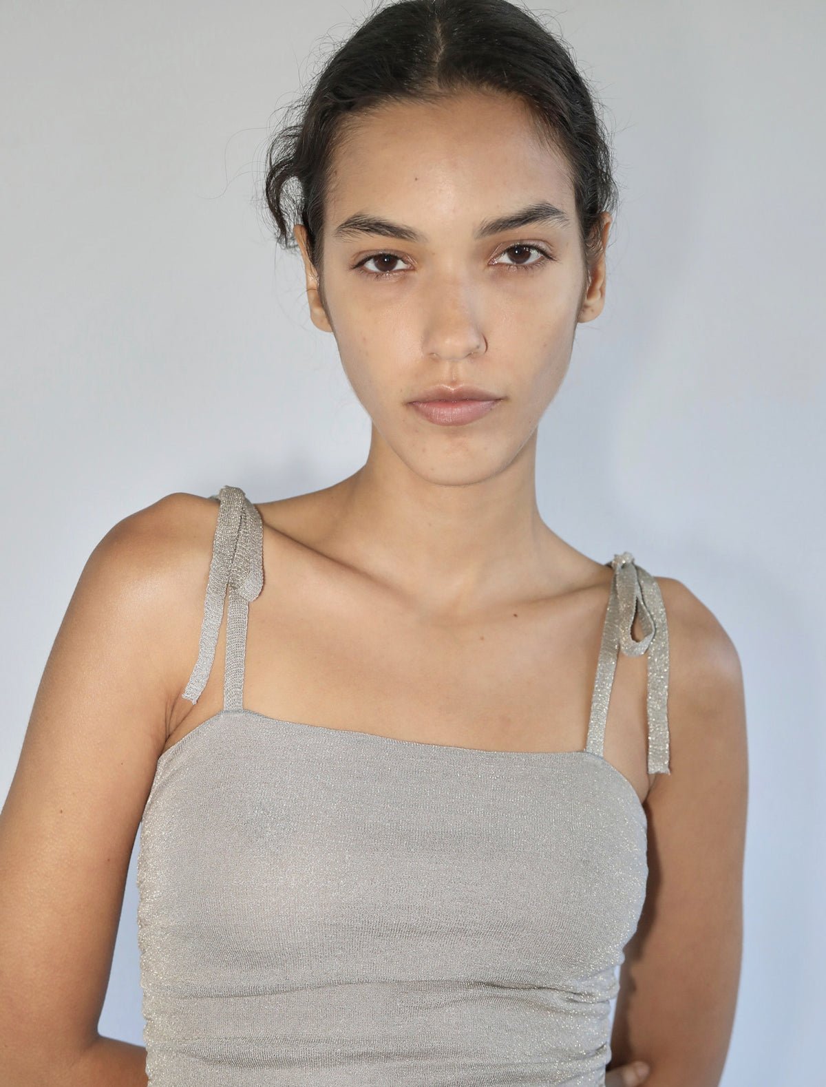 Jeny fitted bandea dress adjustable straps grey