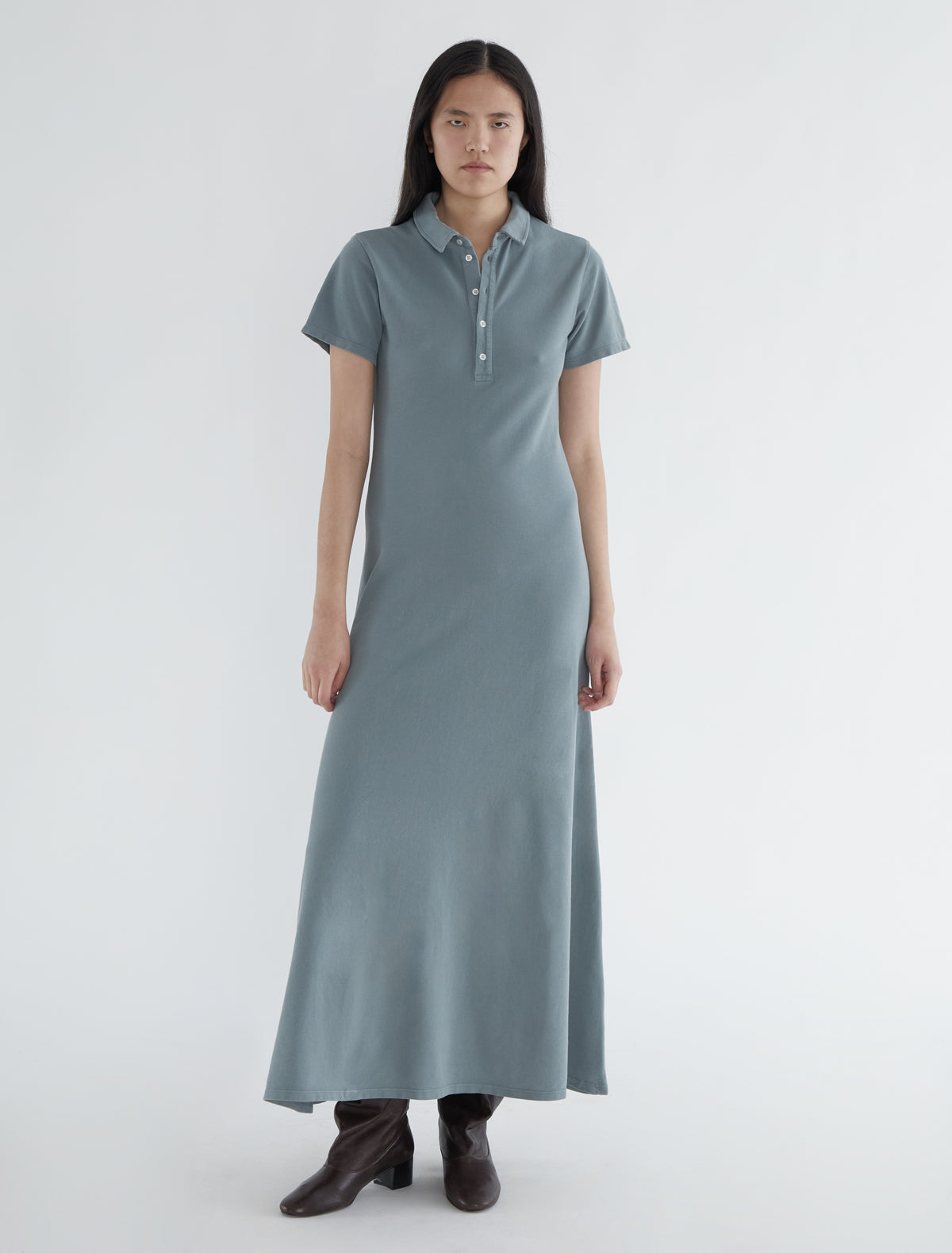PW POLO DRESS-Short-sleeve long dress made from classic piqué polo